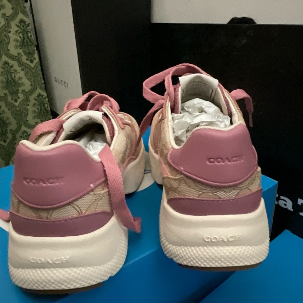Coach Women's Pink and Cream Sneakers - Picture 5 of 8